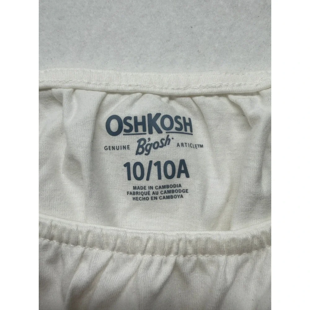 OshKosh Bgosh Girls White Flutter Sleeve Crochet Peasant Blouse Top 10 NWT NEW